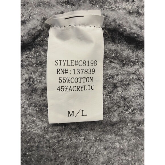 Dreamers Womens Fuzzy Cardigan Gray Sweater Size M/L - Picture 3 of 8